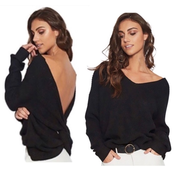 Sweaters - SALE Twisted Open BackFront Twist Knot Sweater